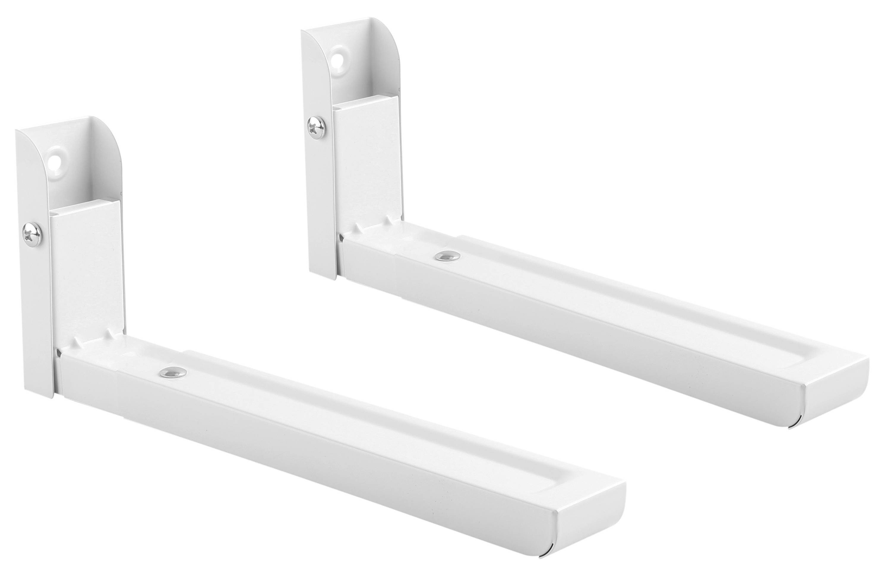 RICOO Mikrowellen-Wandhalterung Mikrowellen Wand Halterung 2 Stück weiss WM0106, (Universal-Halterung für Mikrowelle, 1-tlg., 30 kg Belastbarkeit, Wandabstand min. 325 auf 492 mm, Mikrowellenhalter Mikrowellenregal universal Wand Regal Mikrowelle)