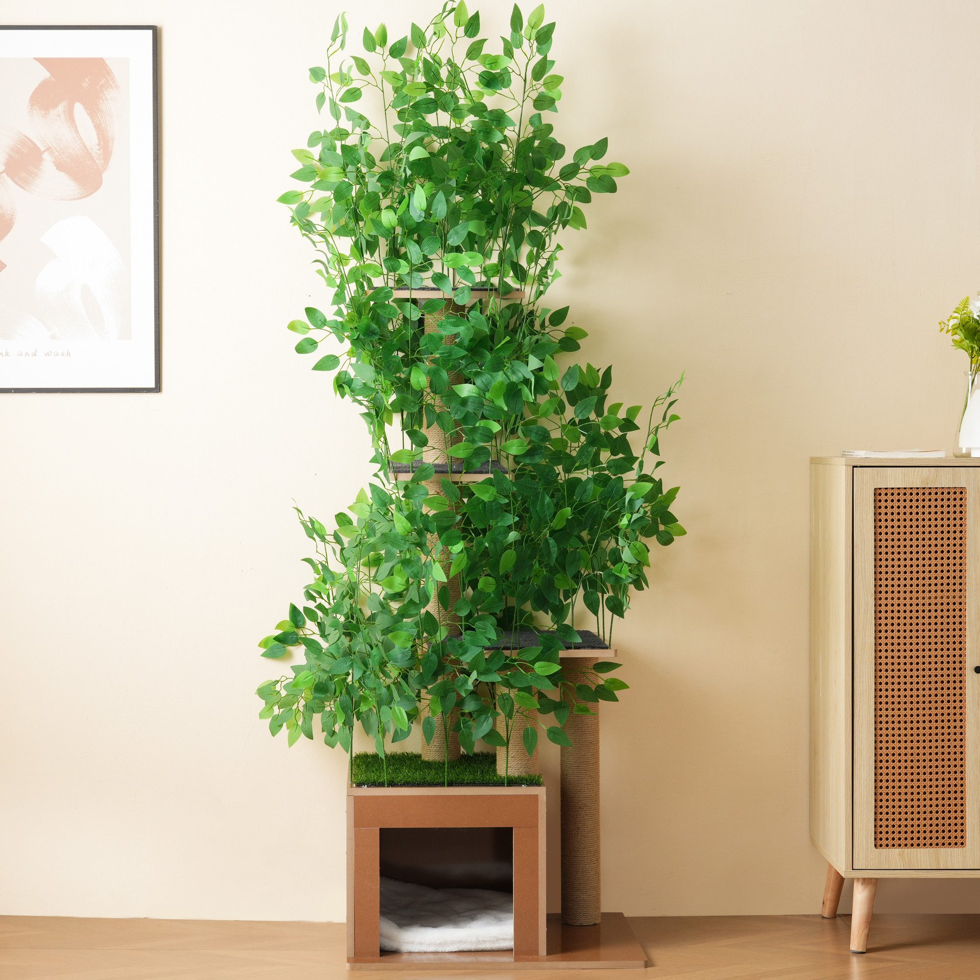 STILVORA Kratzbaum 190 Kratzbaum mit 4 Plattformen Katzenkratzmöbel Kratztonne mit Sisal, mit Plattformen
