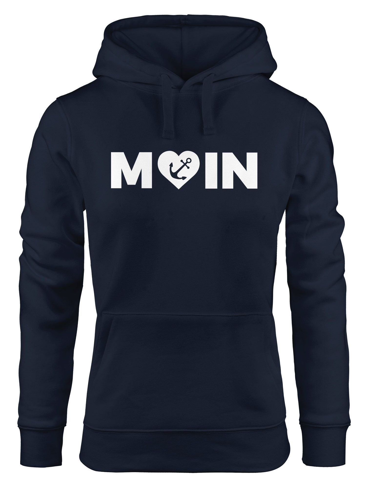 MoonWorks Hoodie Cooler Kapuzen-Pullover Damen Moin Love Herz mit Anker Nordsee Hoodie Moonworks® navy
