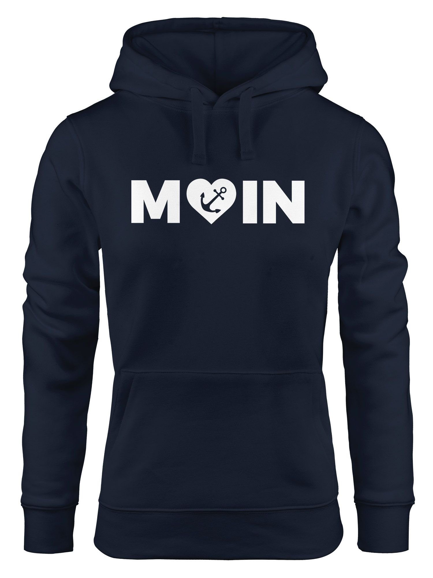 navy Cooler Herz Damen Hoodie Hoodie Nordsee Moonworks® Anker Kapuzen-Pullover Love MoonWorks mit Moin