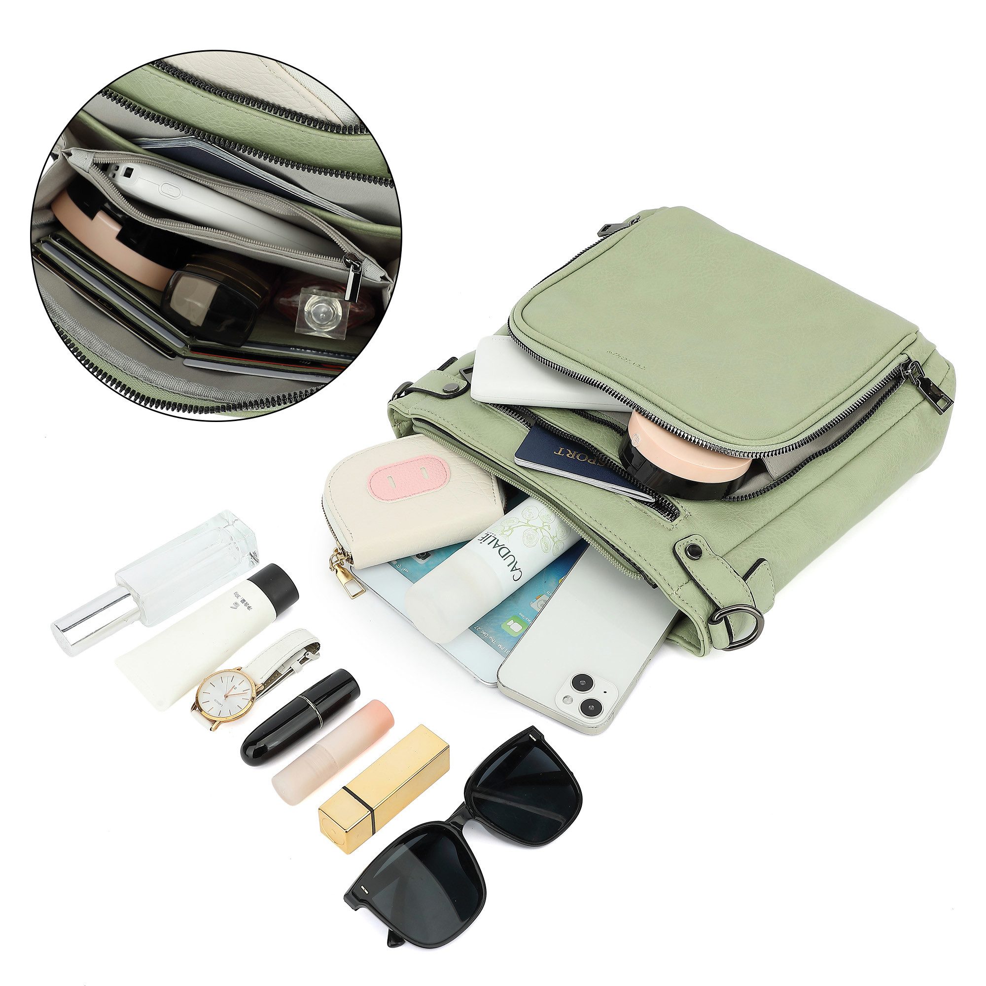 TAN.TOMI Schultertasche Handtasche damen mittelgroß Umhängetaschen crossbody bag, Retro leder PU damentaschen mit breitem gurt handtaschen