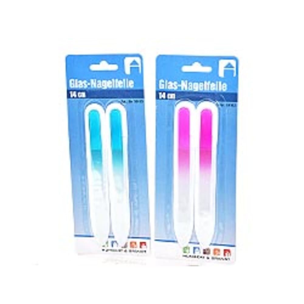 HundB Nagelknipser 2er Glas-Nagelfeile 140mm Set, Farben Gemischt, Stück, 2-tlg., Glas-Nagelfeilen, Nagelfeile Glasfeile Maniküre Feile Pflege Werkzeug Beauty Set