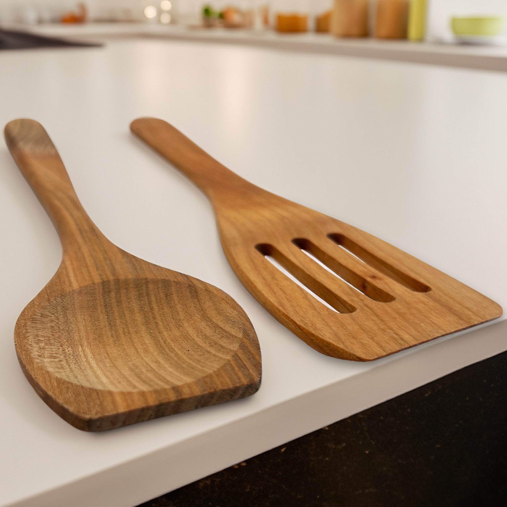 SOHFA Pfannenwender 2er Pfannenwender Set, europäisches Holz