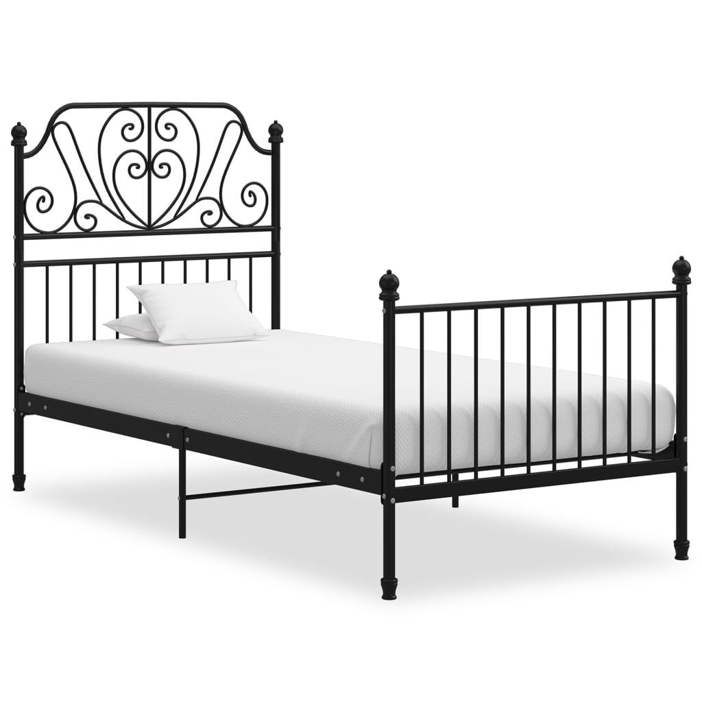 Bettgestell Metallbett 206 x 94 x 124 cm Schwarz
