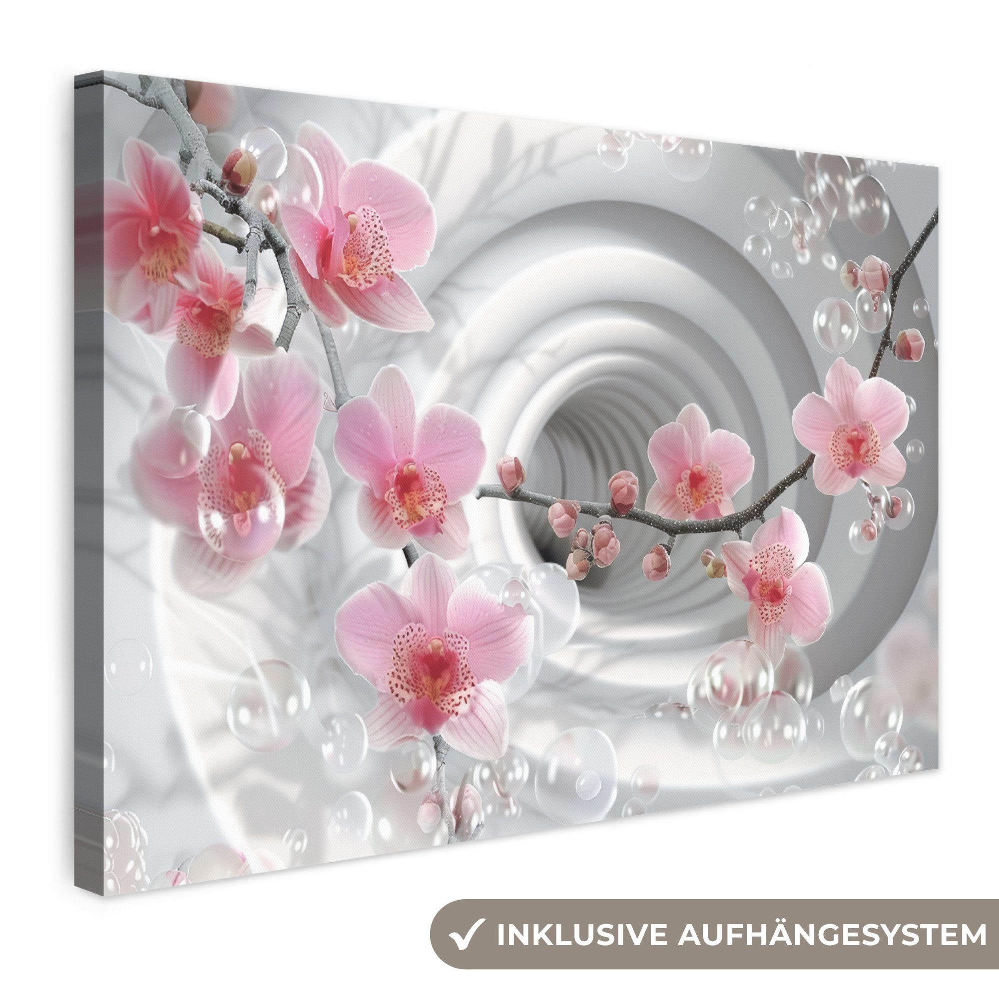 OneMillionCanvasses® Leinwandbild Blumen - Tunnel - Abstakt - 3D-Effekt, Fotodruck (1 St), Leinwand Bilder Klein, Wand Dekoration Aesthetic 30x20 cm