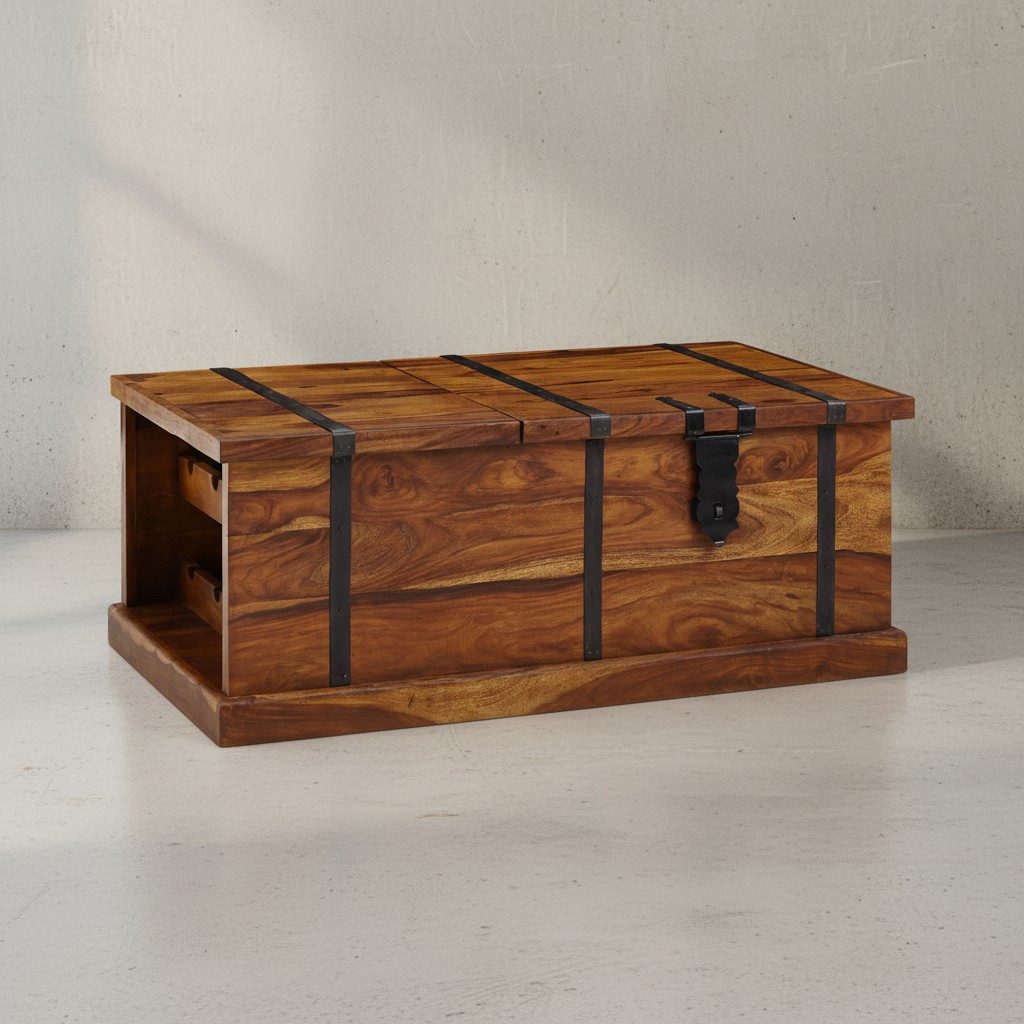 KADIMA DESIGN Weinregal Couchtisch 100x60x40 cm Massivholz Truhentisch mit Stauraum Truhe, Modern, Holztisch Wohnzimmer, Weinregal, Design Wohnzimmertisch mit Stauraum, Sofatisch Stubentisch