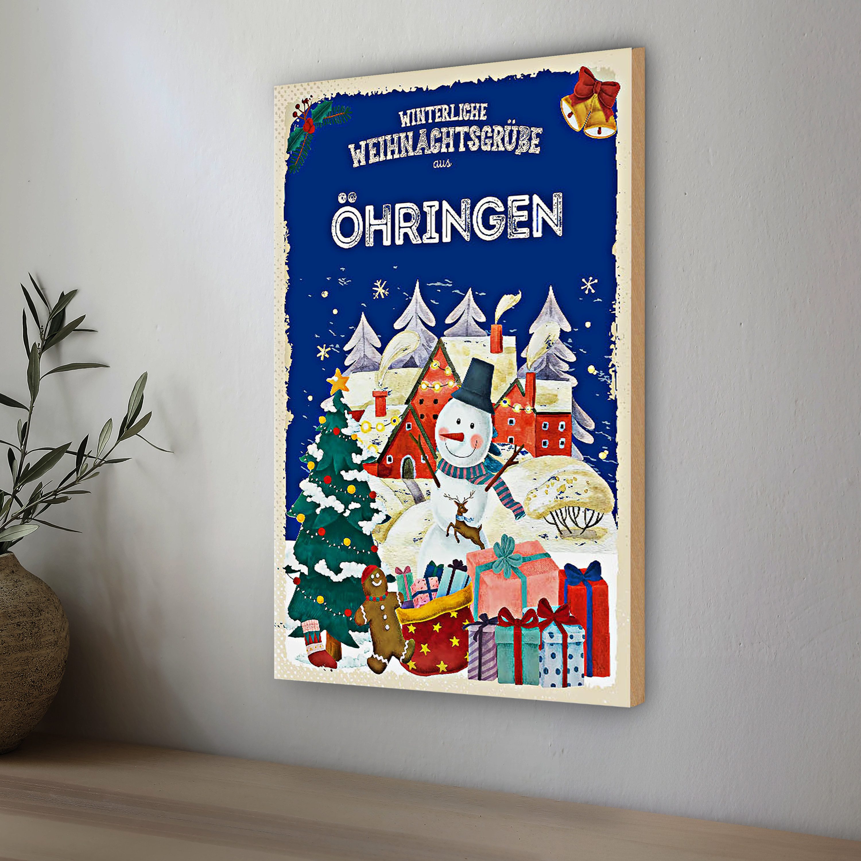Roomando Holzbild Weihnachtsgrüße ÖHRINGEN 12x18cm