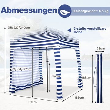 KOMFOTTEU Pavillon, Sonnenzelt höhenverstellbar, 8 Sandsäcken & Tragetasche