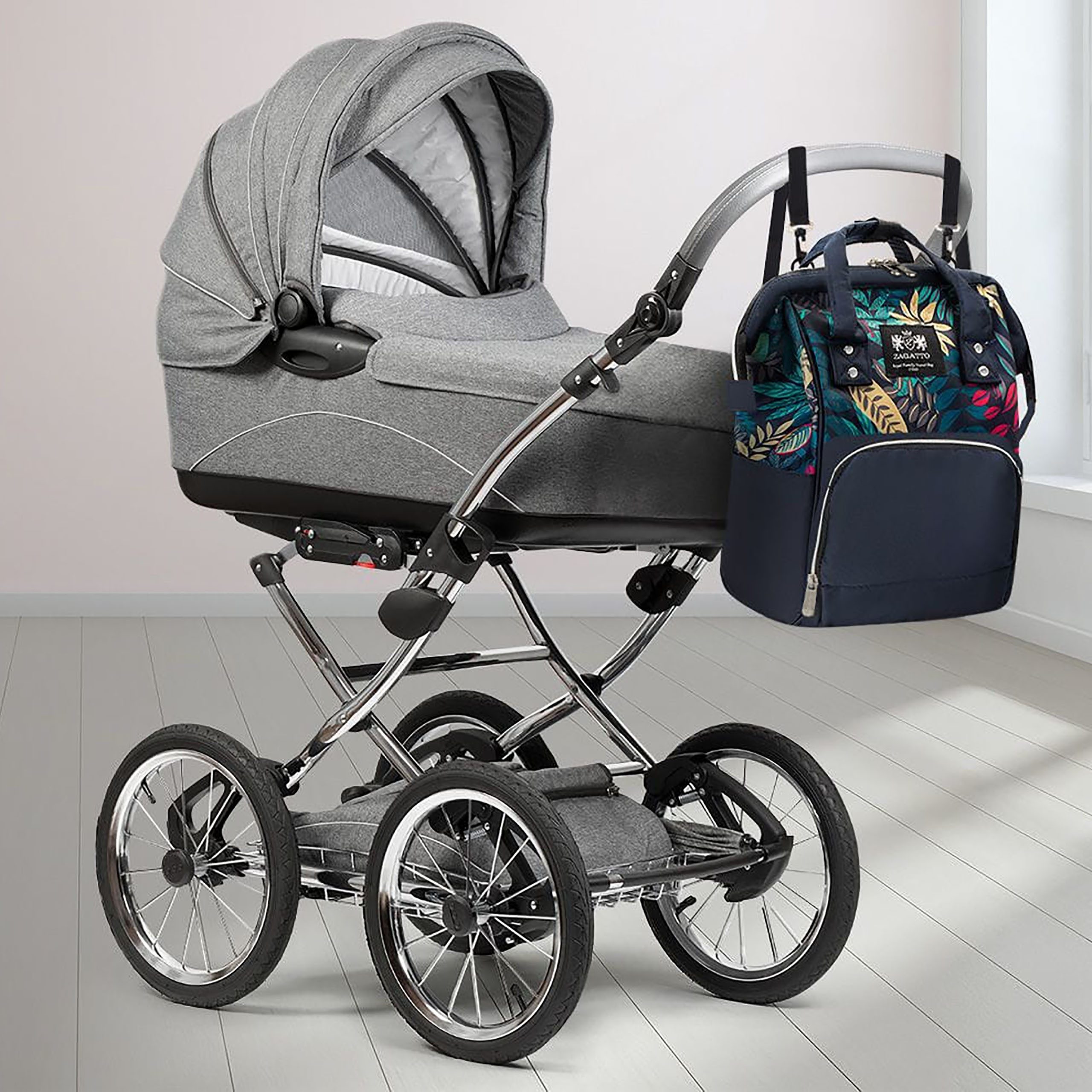 Sarcia.eu Kinderwagen-Tasche Zagatto Blauer Rucksack Kinderwagentasche, wasserdicht 43x30x17 cm