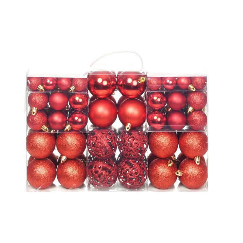 vidaXL Christbaumschmuck 100-tlg. Weihnachtskugel-Set 3/4/6 cm Rot (100-tlg)