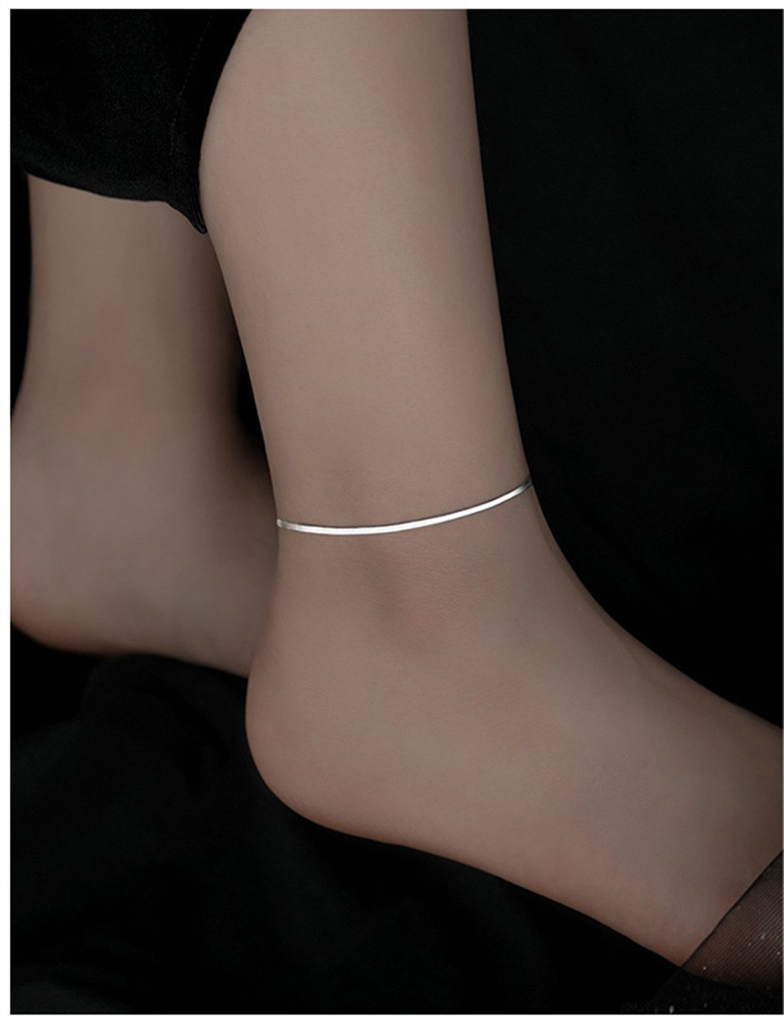 UNDOE Fußkette Fußkette für Damen, Schlangenkette Fußkette, 925 Silber Fußschmuck