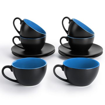 MiaMio Cappuccinotasse Cappuccinotassen Set, Cappuccino Tassen (Innen Blau)