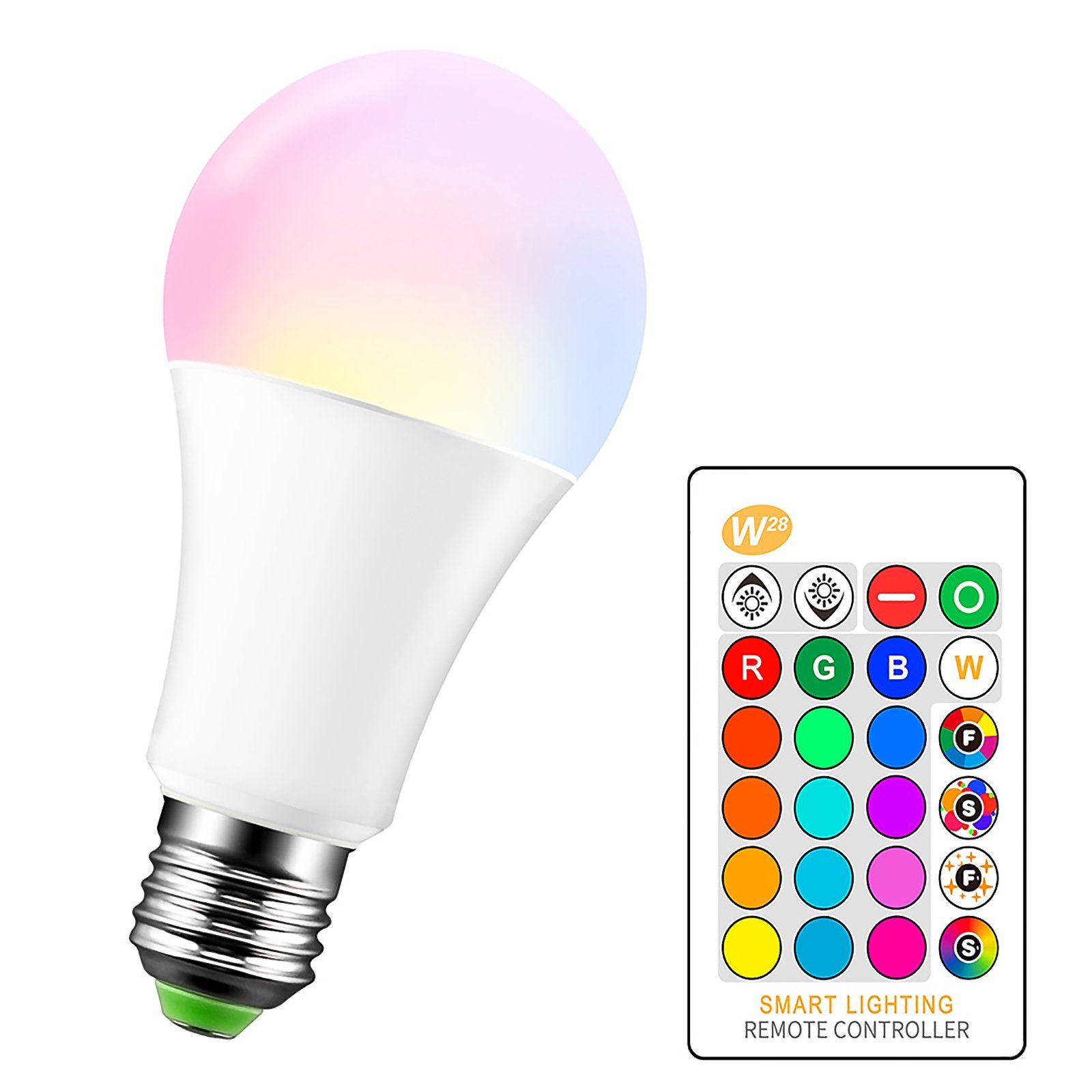 BlingBin LED-Leuchte E27 15W Dimmbar RGB LED Birne Farbwechsel  Fernbedienung Glühbirne
