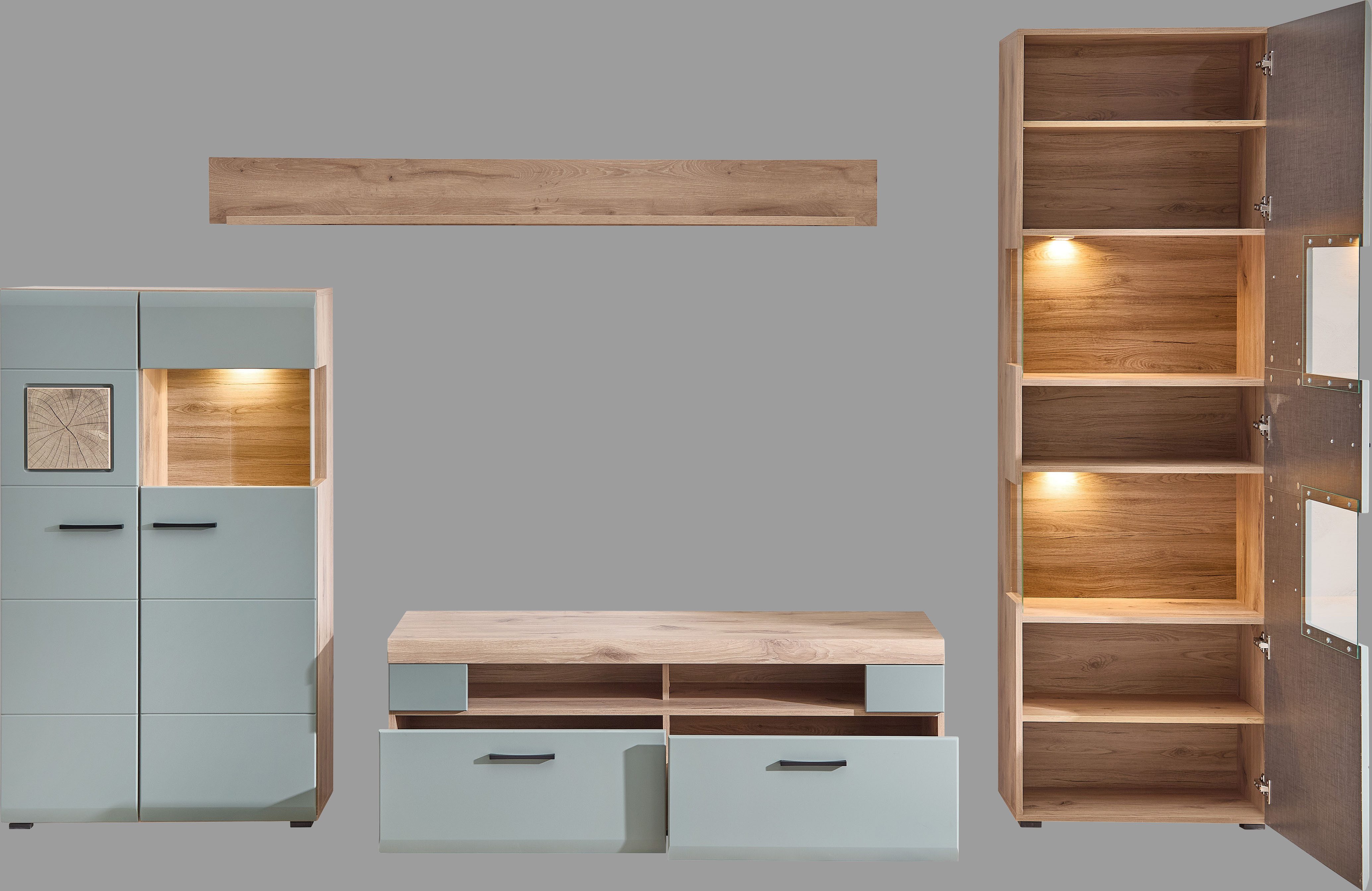 Innostyle Wohnwand FUN PLUS II, (4-St), inkl. LED-Beleuchtung