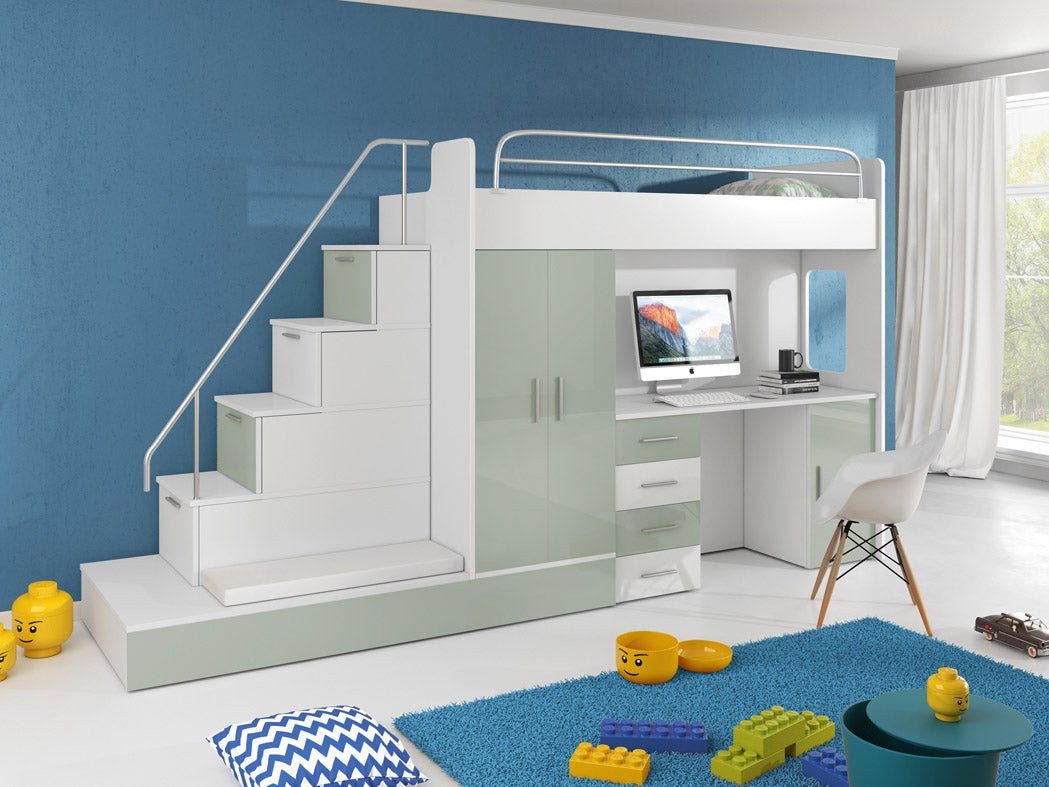 Luxusbetten24 Hochbett Kinderhochbett Adventure mit Schreibtisch, günstig online kaufen