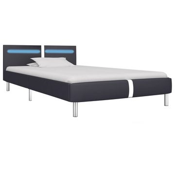 vidaXL Bett Bettgestell mit LED Schwarz Kunstleder 90x200 cm