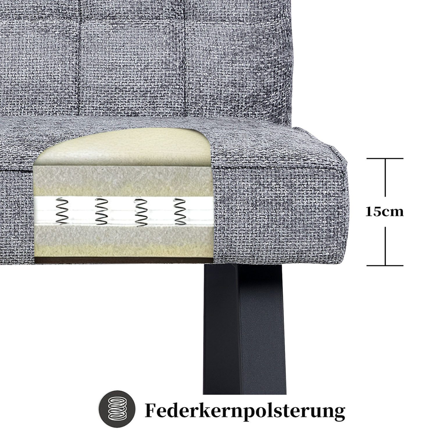 DUBI Möbel Essbank Clara, mit Federkernbox gepolstert, mit Rückenlehne, Metallgestell
