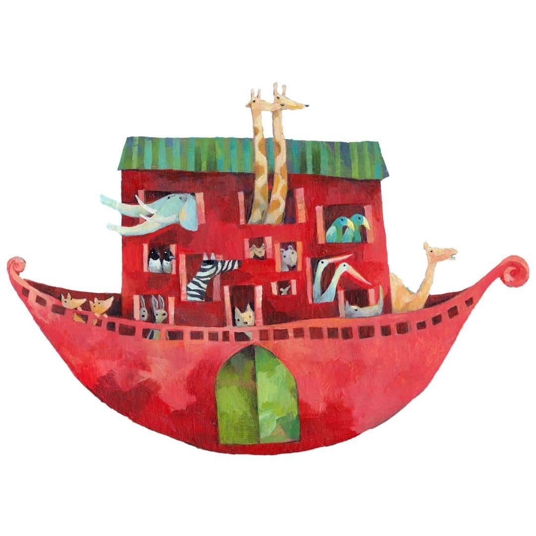 K&L Wall Art Wandtattoo Wandtattoo Blanz Märchen Kinderzimmer Sticker Arche Noah Bibel, Wandbild selbstklebend, entfernbar