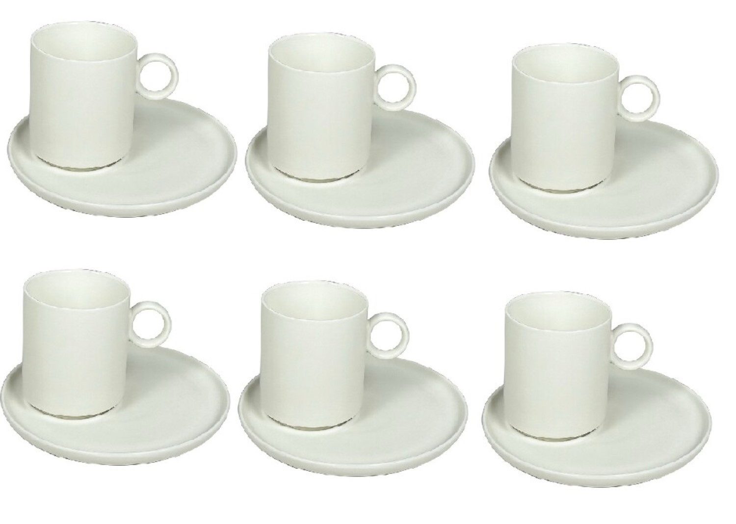 Schäfer Elektronik Kaffeeservice Elegante Kaffeetassen 12-teilig aus Porzellan mit Unterteller - 220 ml
