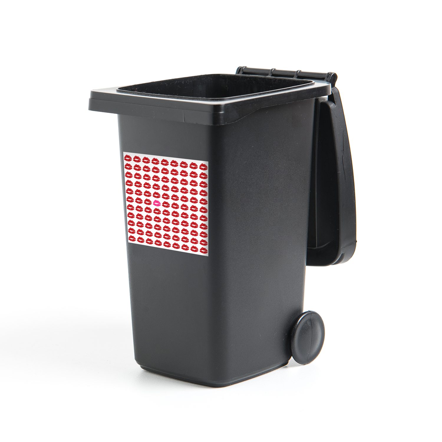 Mülleimer-aufkleber, roten Abfalbehälter Sticker, Container, St), drucken MuchoWow Wandsticker Kusses des (1 Mülltonne, Bild
