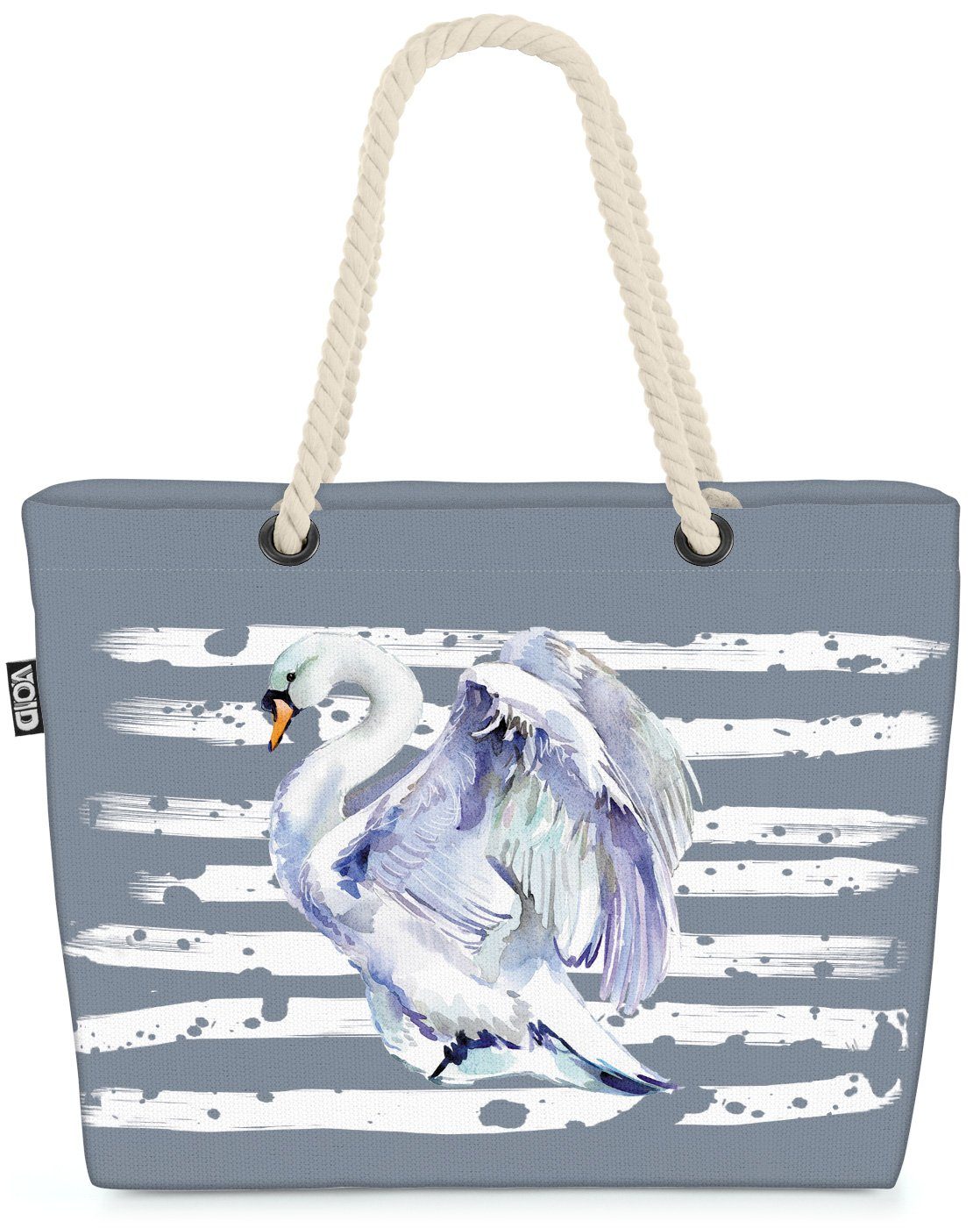 VOID Strandtasche (1-tlg), Schwan Vogel See Garten Tier Teich grau