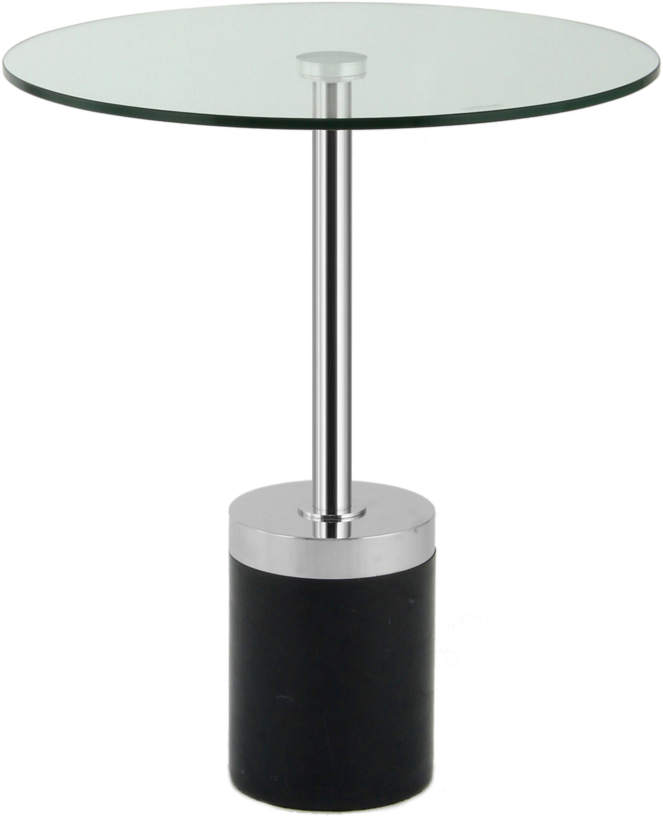 Kayoom Beistelltisch Lana 125, robuste Glasplatte, Sockel in Mamor Optik (1-St), robust, pflegeleicht, hochwertig, Outdoor und Indoor geeignet