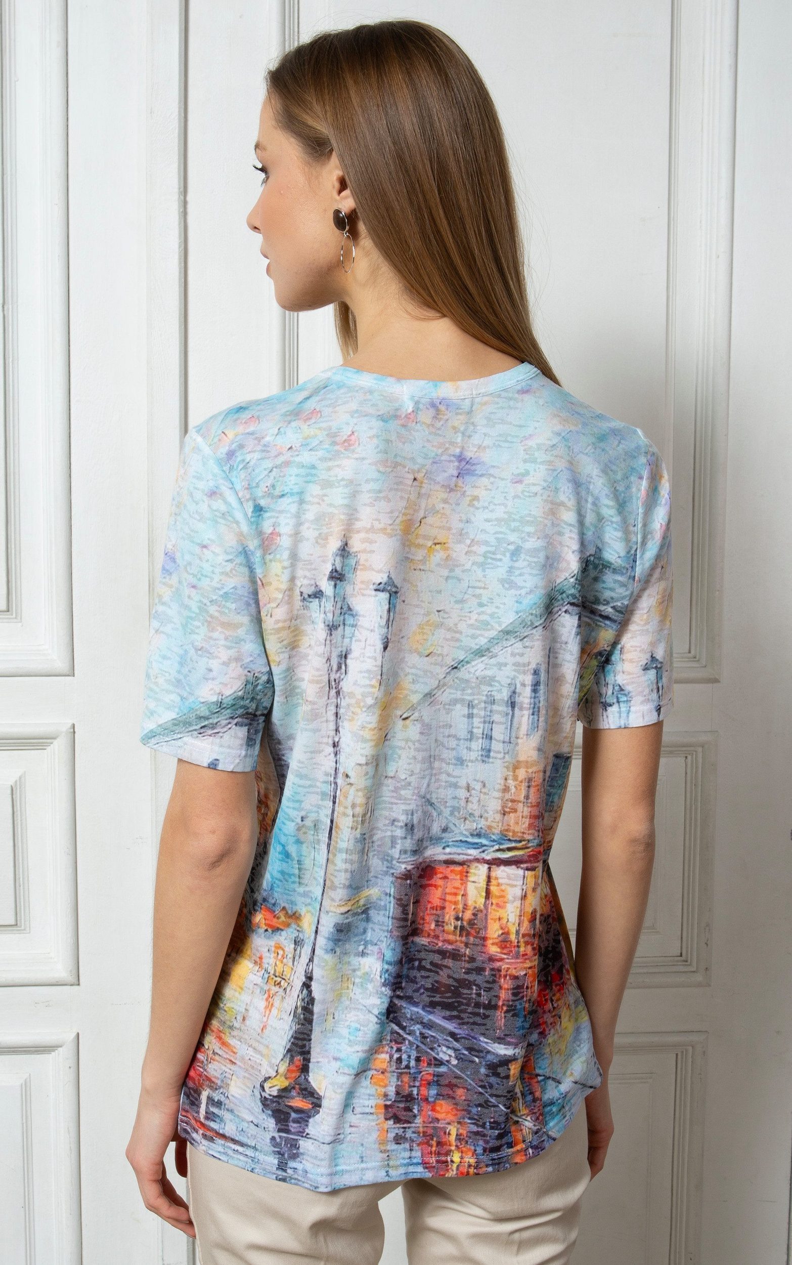 Passioni Print-Shirt mit malerischem abendlichen Straßenszenen-Print günstig online kaufen