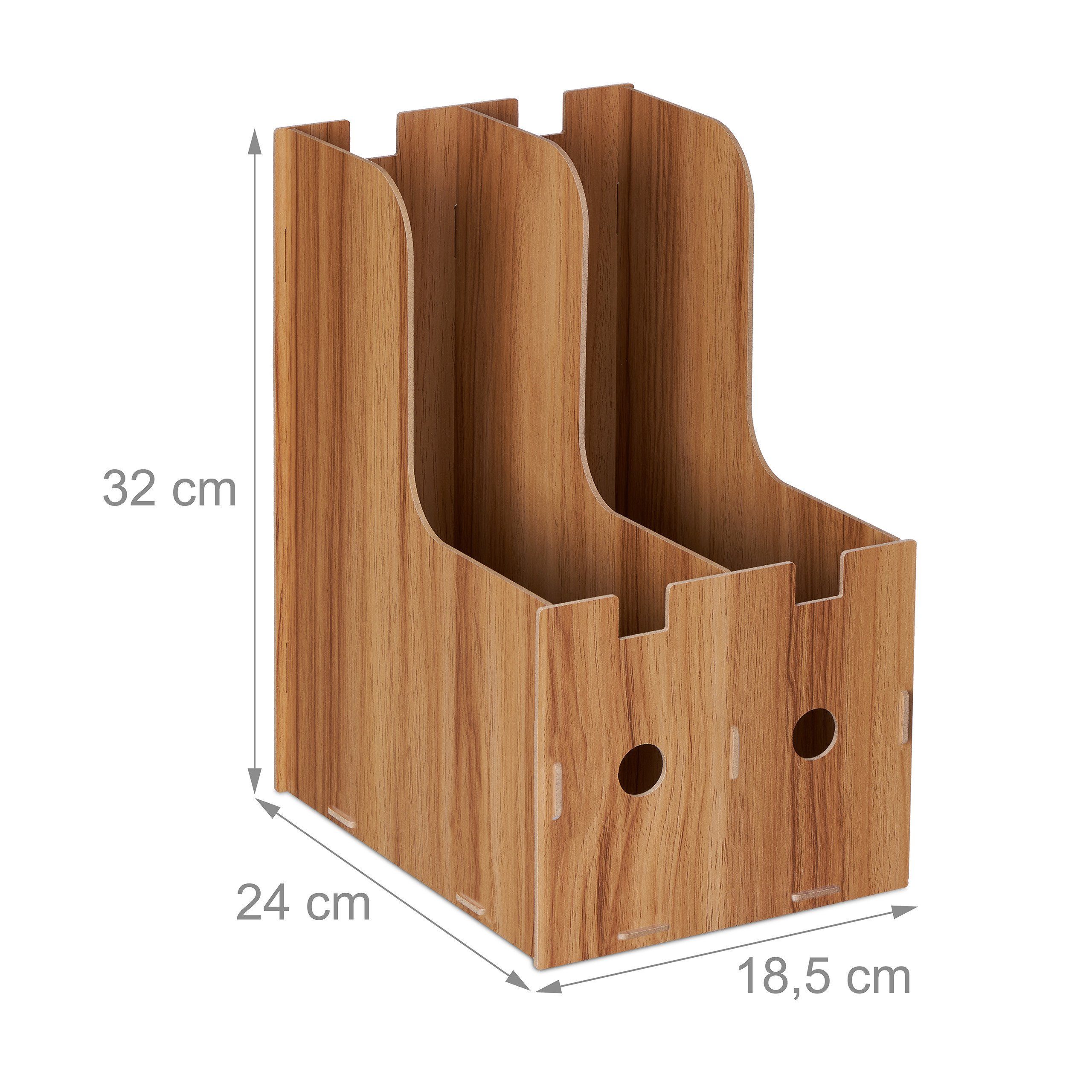 relaxdays Stehsammler mit 2 Fächern für DIN A4, dunkelbraun – Bild 4 von 5
