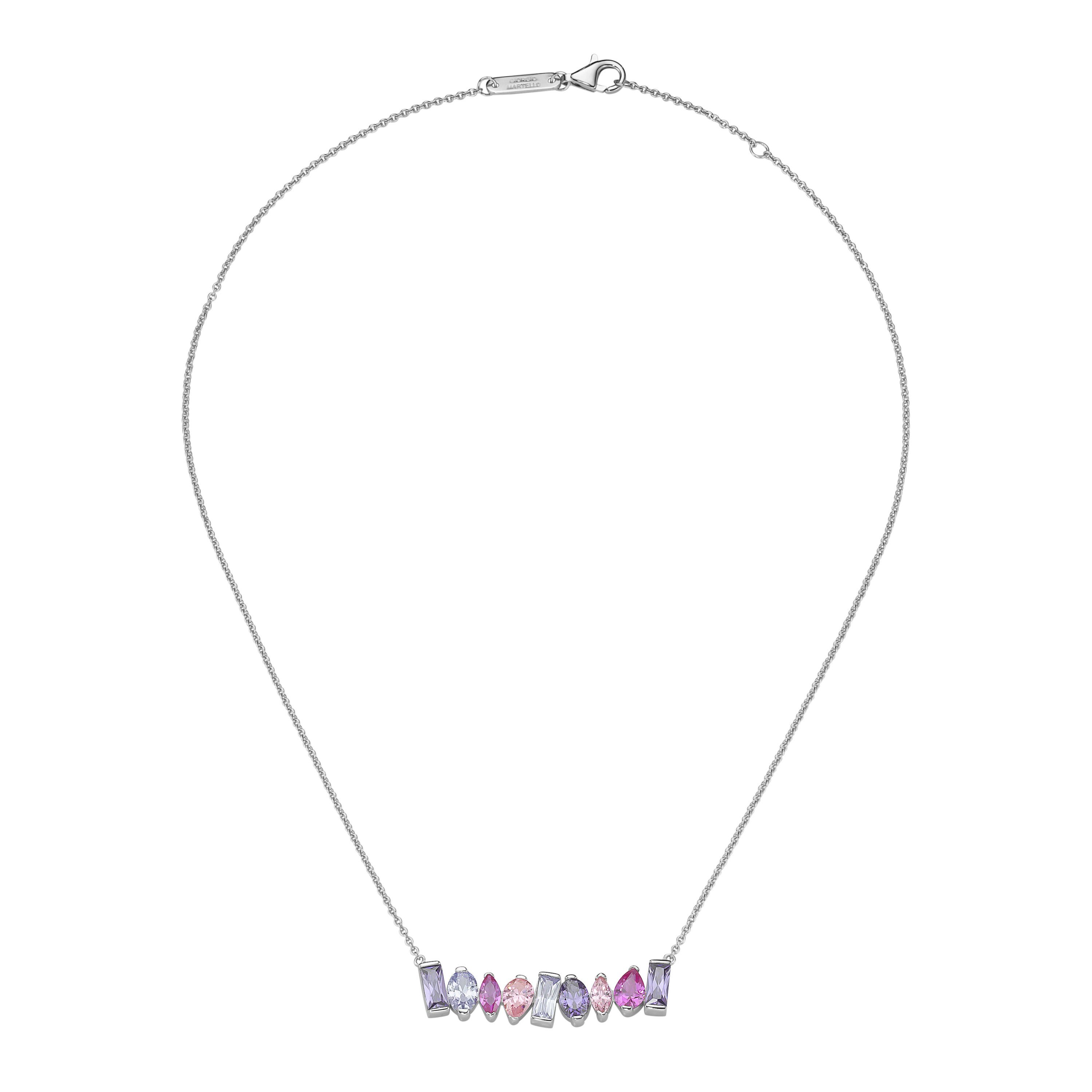 GIORGIO MARTELLO MILANO Collier Korund pink und Zirkonia mehrfarbig, Silber 925