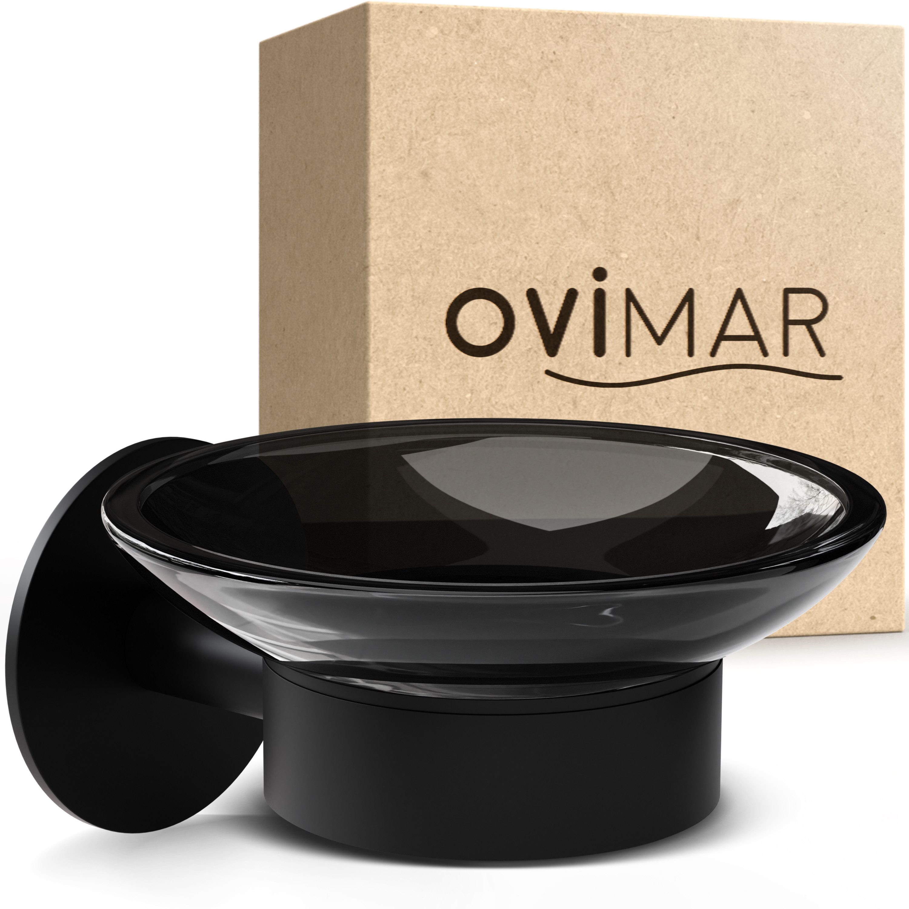 ovimar Seifenschale, Breite: 3.60 cm, 1-St., aus Edelstahl in Schwarz zur Zum Kleben