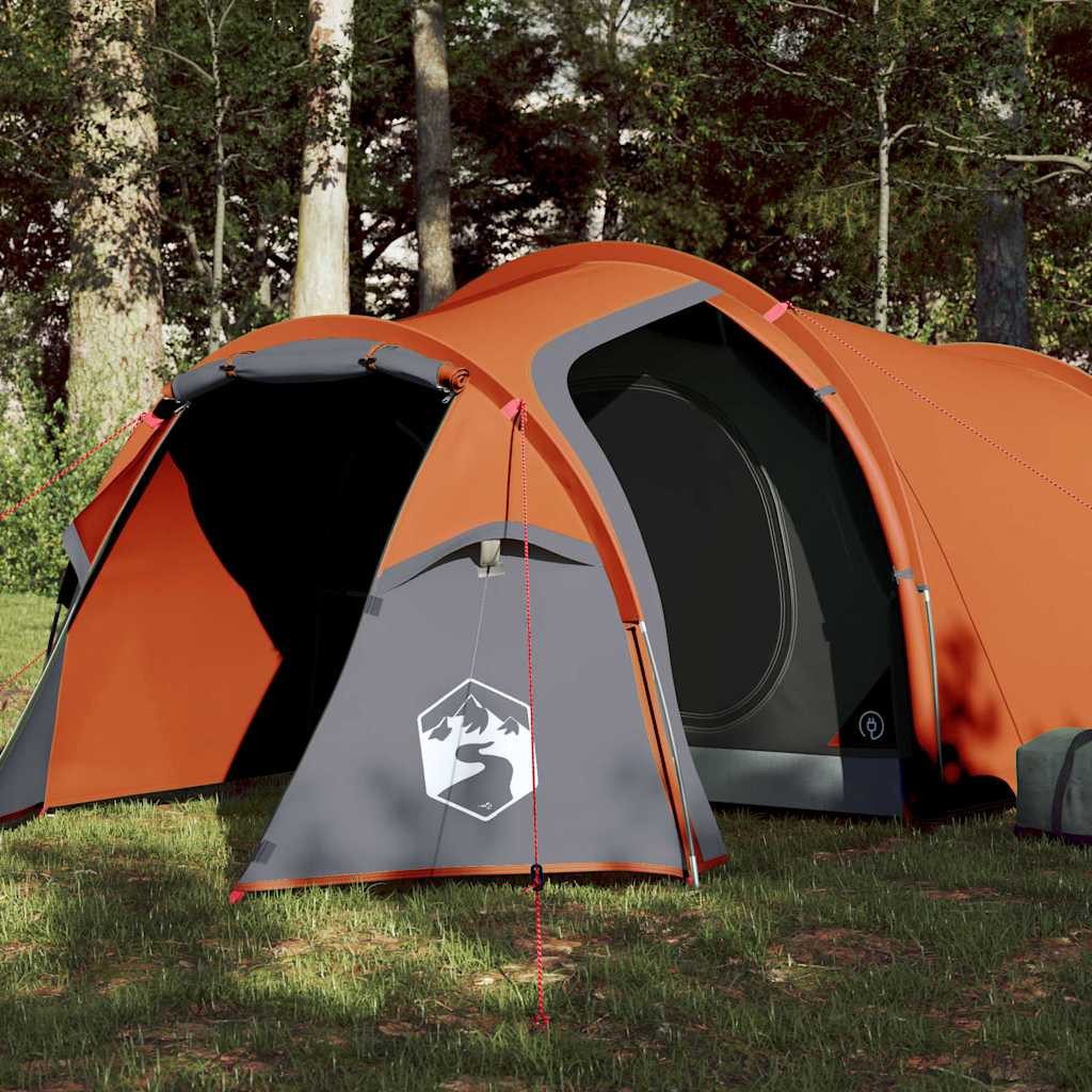 furnicato Faltzelt Camping Tunnelzelt 370x185x116 cm Orange, (1 tlg), Wetterfestes Familienzelt mit E-Anschluss und versiegelten Nähten