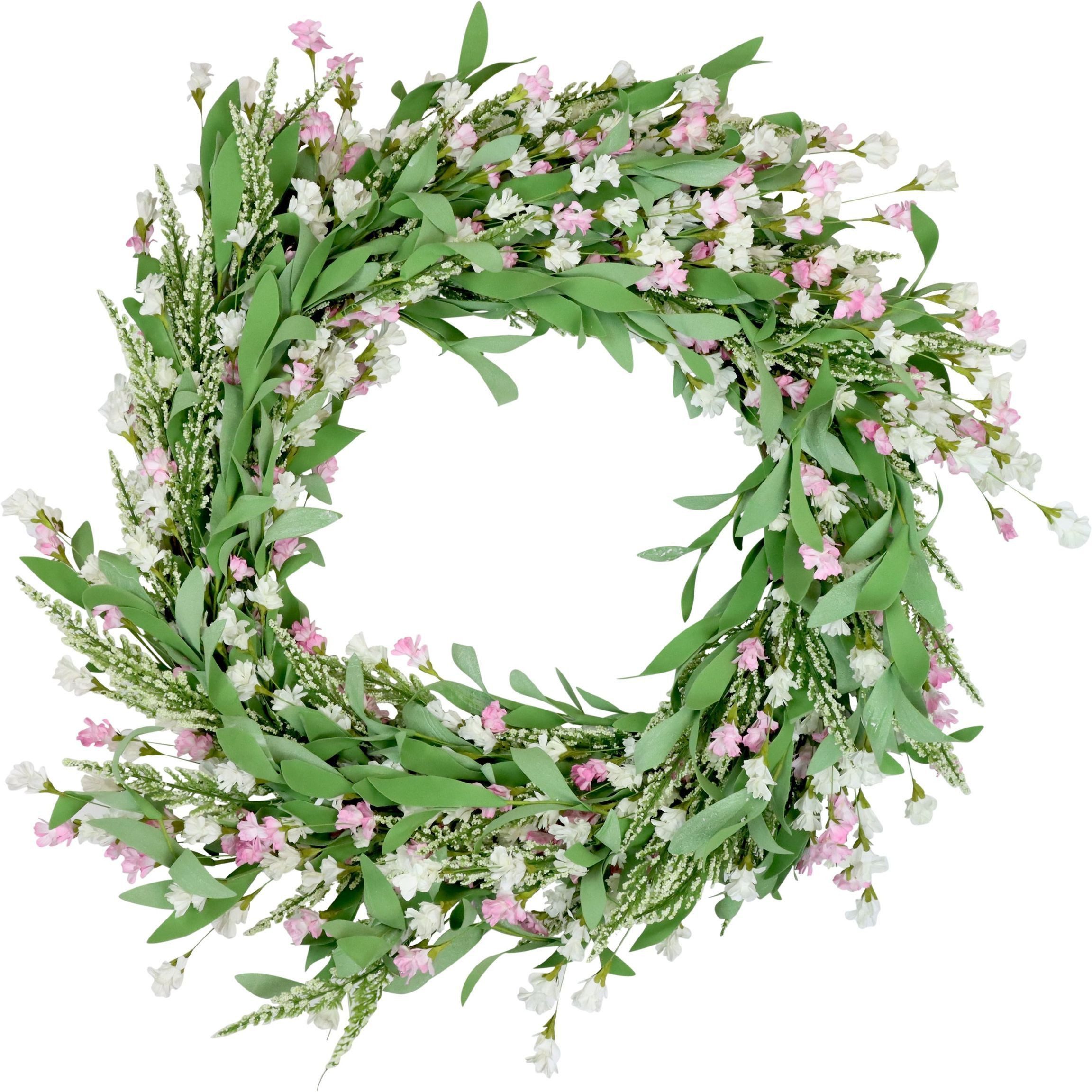 Kunstkranz, FURNARO, Höhe 80 cm, Zierkranz Wiesenblumen mit Naturgetreuen Blüten Ø 80 cm