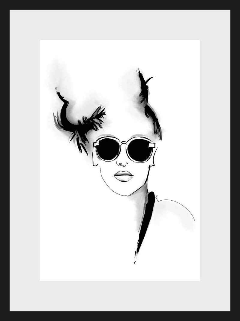 Leonique Bild »Skizze Sunglasses«, 30/40 cm, gerahmt