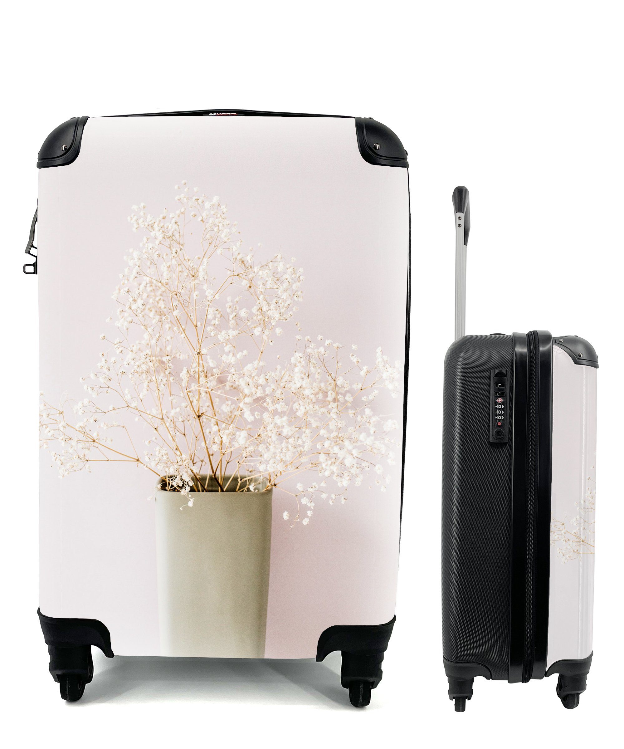 MuchoWow Handgepäckkoffer Pflanzen - Vase - Stilleben, 4 Rollen, Reisetasche mit rollen, Handgepäck für Ferien, Trolley, Reisekoffer | Handgepäck-Koffer