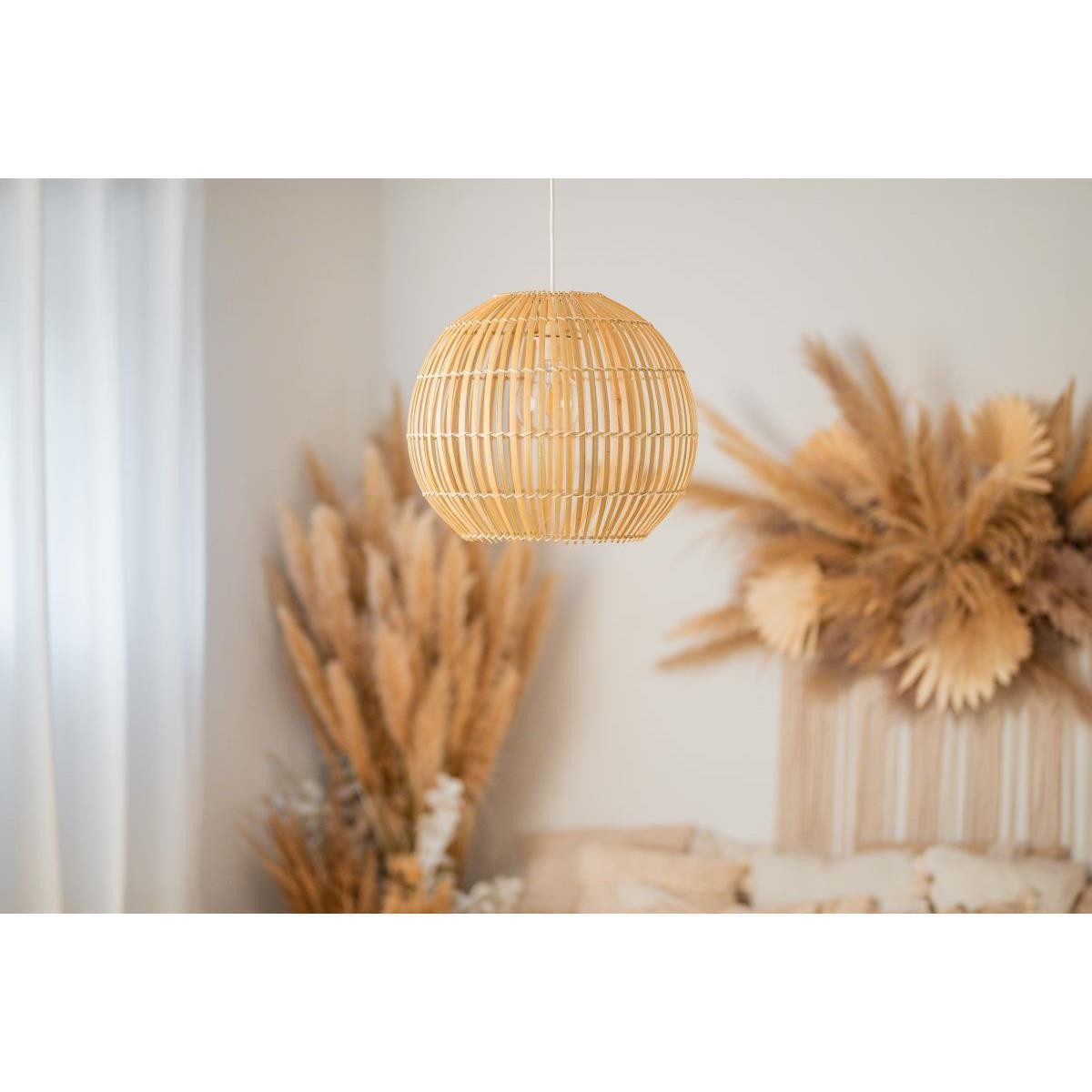 BOURGH Hängeleuchten Bambus Lampe SIENA - Hängeleuchte ⌀40 cm - weisses Kab günstig online kaufen