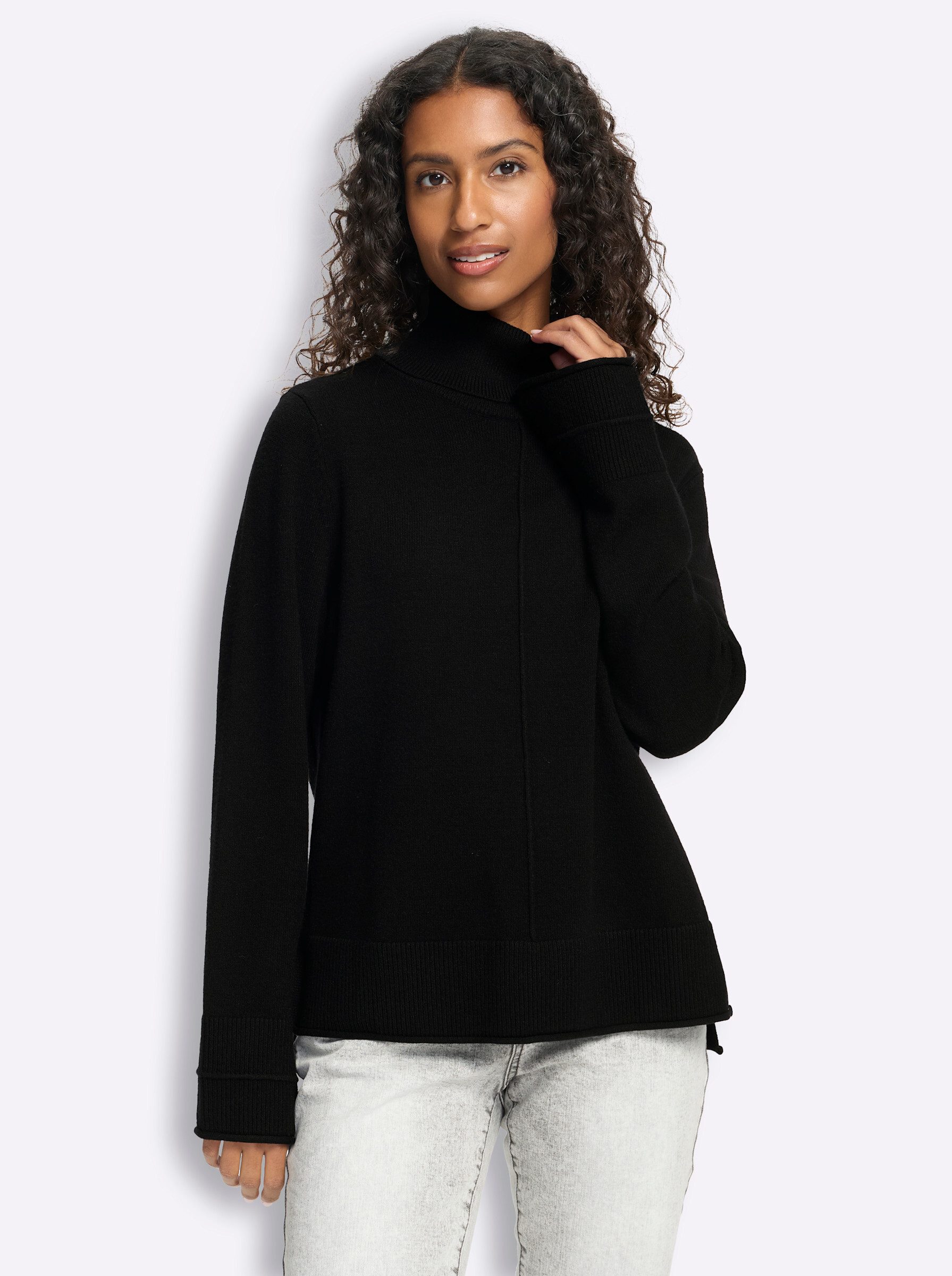 Strickpullover Rollkragenpullover Langarm Feinstrick