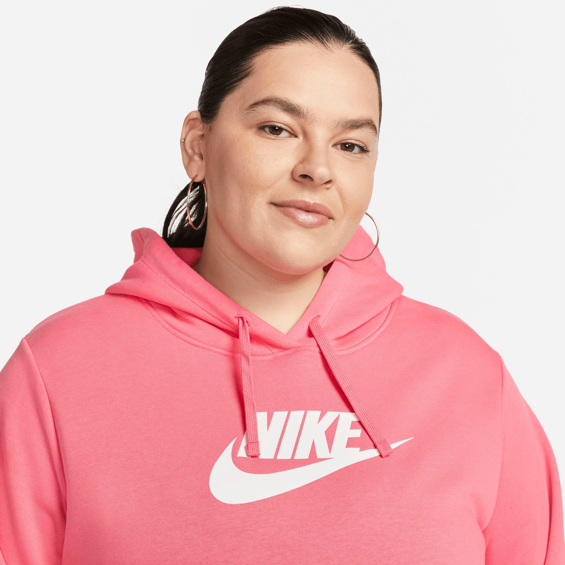 Fleece Hoodie Nike Women's Sportswear Size) Pullover (Plus Kapuzensweatshirt orange Club