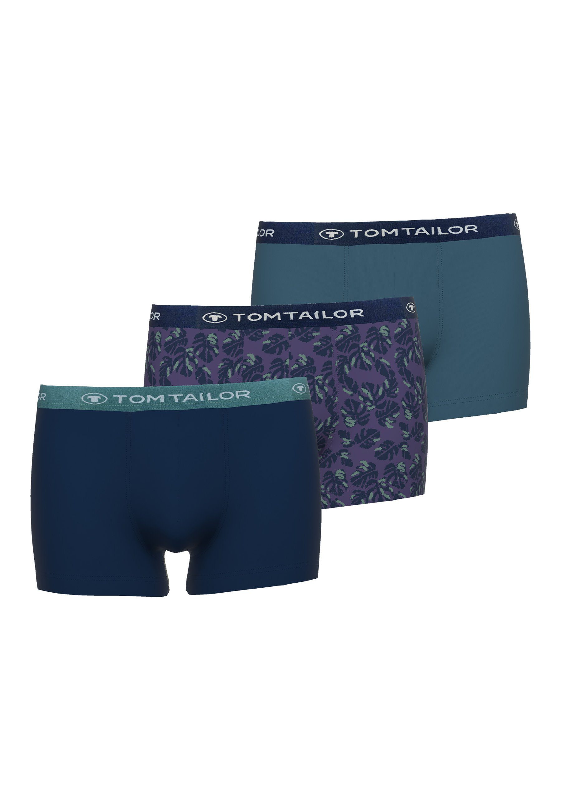 TOM TAILOR Boxershorts TAILOR Hip 3er (3-St) lila-mittel-Allover Herren Pants bedruckt Pack TOM lila
