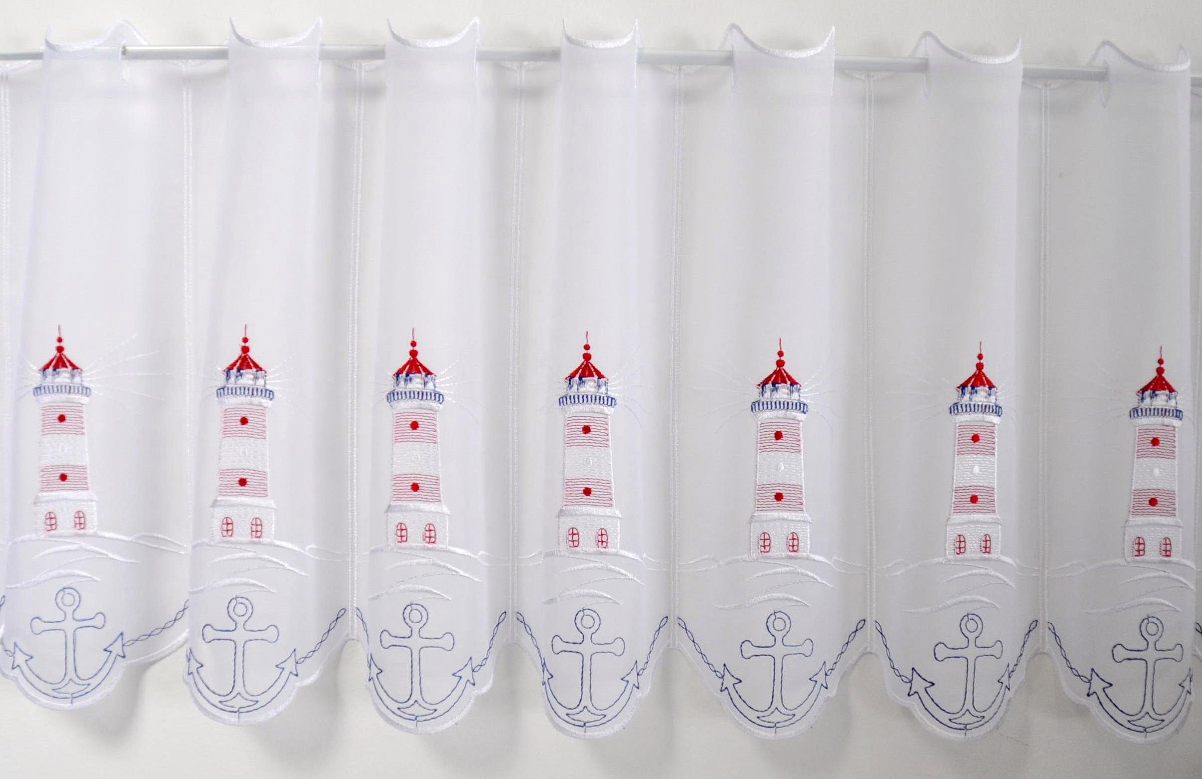 Scheibengardine »Leuchtturm«, Stickereien Plauen, Stangendurchzug (1  Stück), mit echter Plauener Spitze Stickerei online kaufen | OTTO