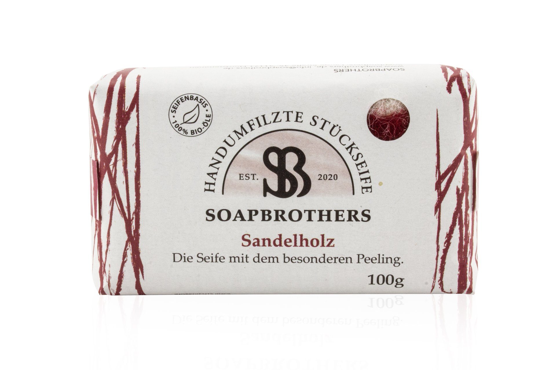 4-mal als - Filzmantel Gesichtsseife zu Verpackung Seife Soapbrothers in Naturkosmetik Stückseifen Naturkosmetik Bio 100g, Filzseife, herkömmliche - ergiebiger nachhaltiger mit Bis 1-tlg., Sandelholz