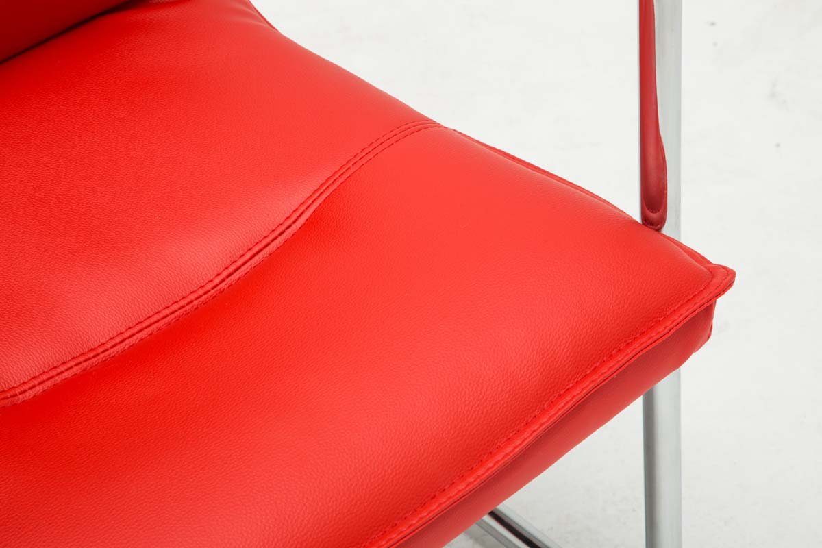 Gestell: Wohnzimmerstuhl), - Metall Sitzfläche Konferenzstuhl - mit chrom TPFLiving Sitzfläche: - gepolsterter hochwertig Esszimmerstuhl Sean - Kunstleder rot Besucherstuhl (Küchenstuhl