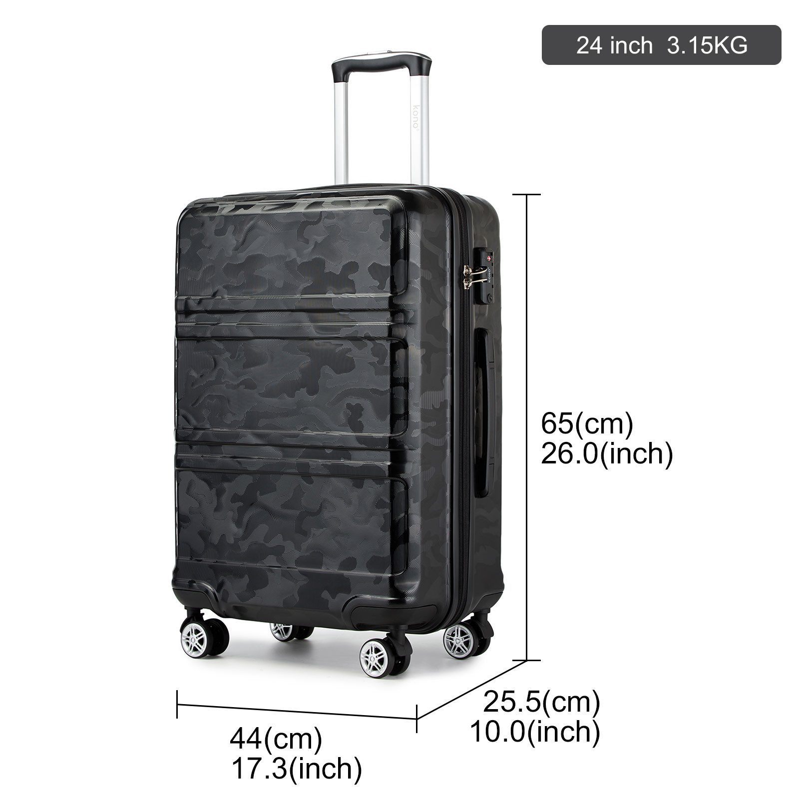 KONO Hartschalen-Trolley mit TSA-Schloss - Reisekoffer günstig online kaufen