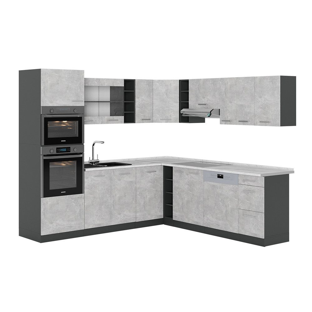 Vicco Winkelküche R-Line, Beton/Anthrazit, 237 x günstig online kaufen