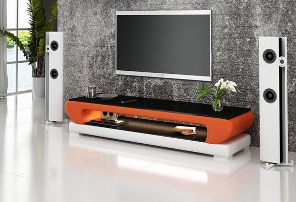 JVmoebel Lowboard Designer TV-Sideboard aus Leder und Glas, modern und elegant, Made in Europa