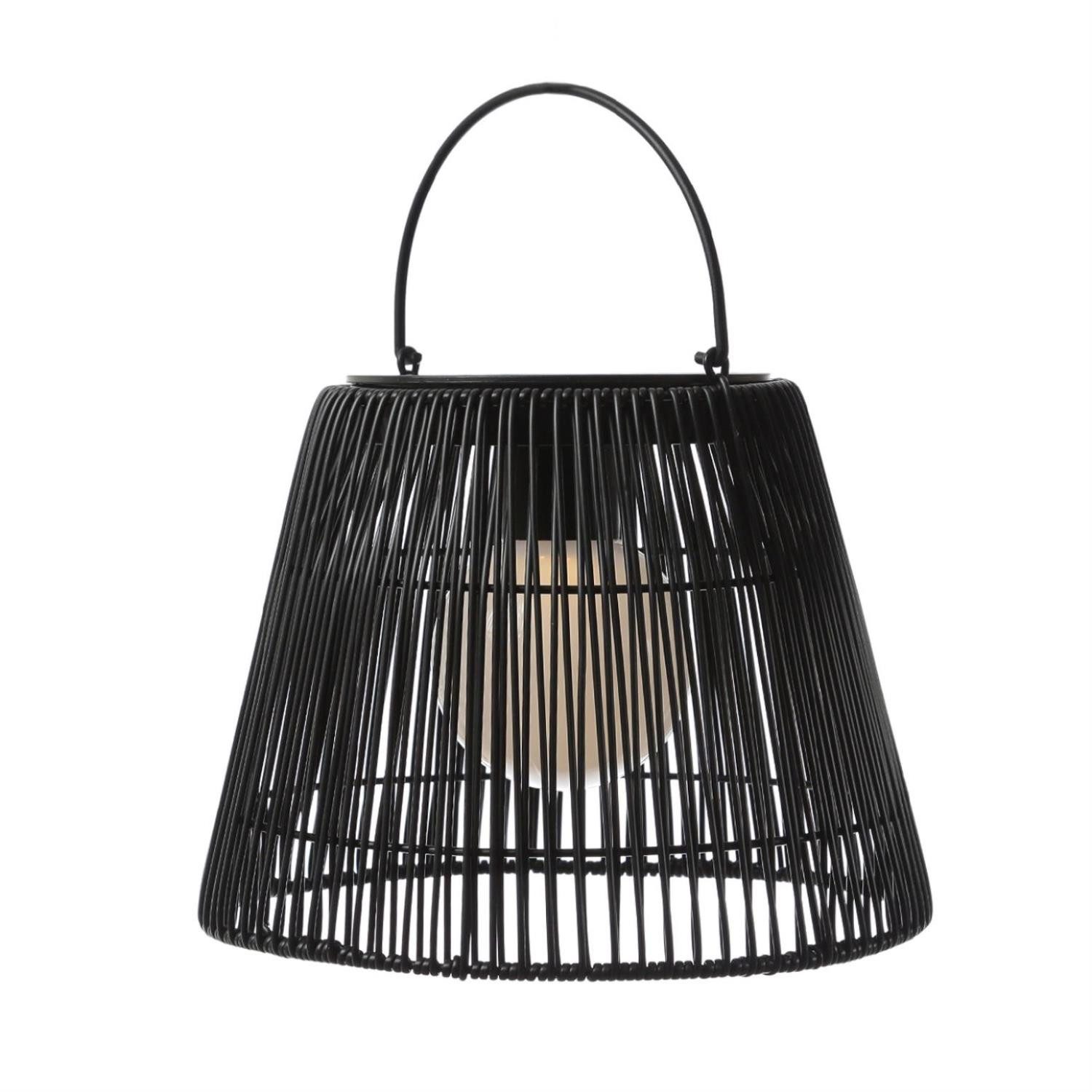 MARELIDA LED Laterne LED Solar Laterne Hängeleuchte in Rattanoptik Solarleuchte schwarz, LED Classic, warmweiß (2100K bis 3000K)