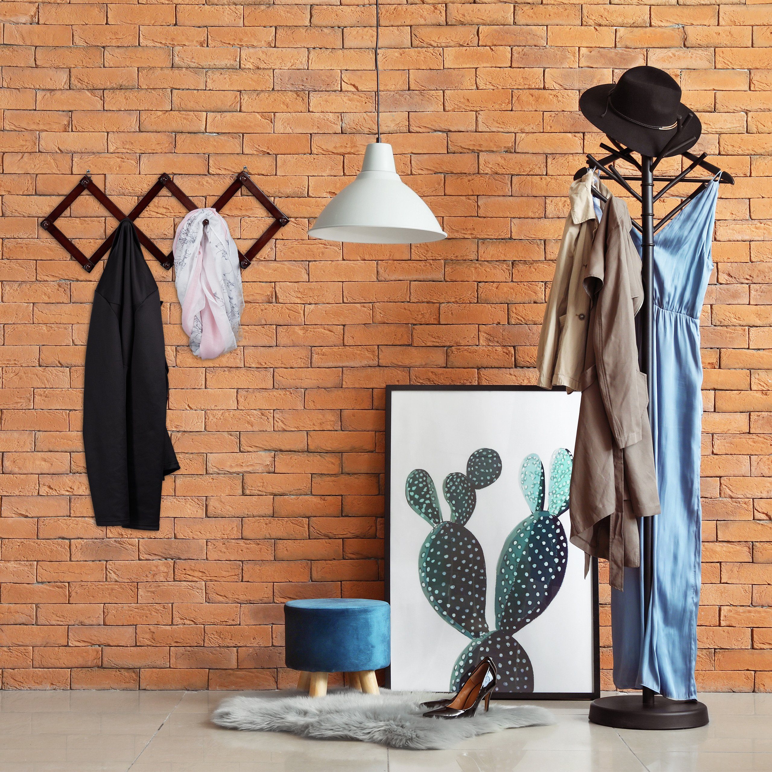 relaxdays Wandgarderobe Holz faltbar, Dunkelbraun günstig online kaufen
