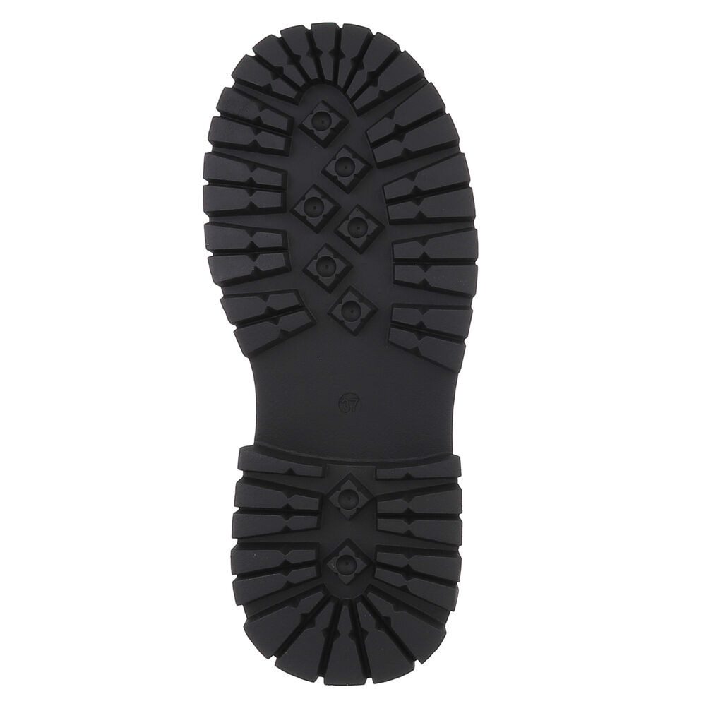 Ital-Design Robuste Damen Freizeitboots mit markanter Sohle Schnürstiefelette (90169542) Blockabsatz Stiefeletten in Schwarz