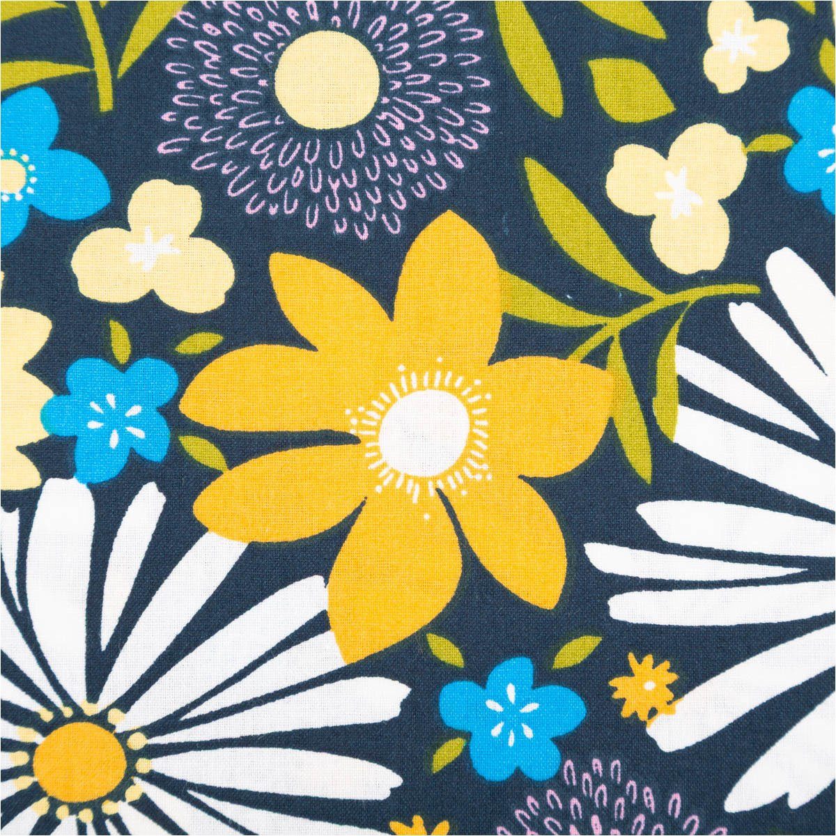 SCHÖNER LEBEN. Stoff Baumwollstoff Choupette Blumen blau bunt 1,47m Breite, allergikergeeignet