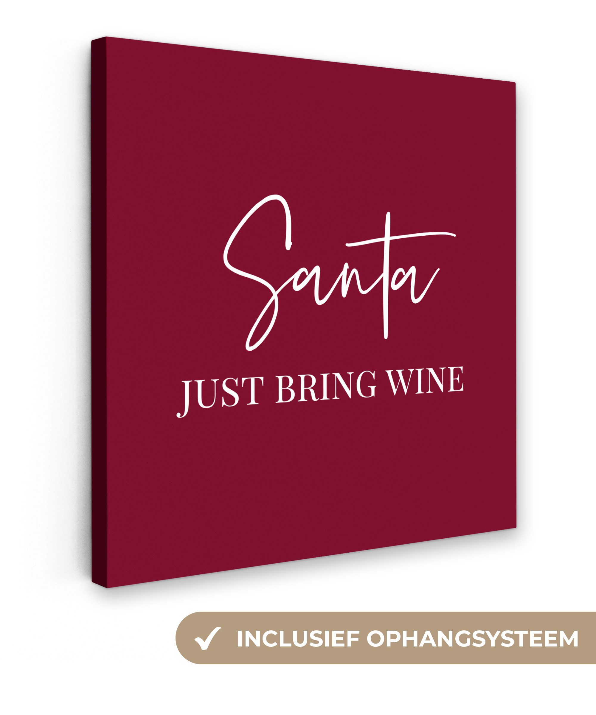 OneMillionCanvasses® Leinwandbild Weihnachtsmann - Wein - Rot - Weihnachten - Weihnachtsmann, Fotodruck (1 St), Wandbild, Deko Schlafzimmer Wohnzimmer Flur 20x20 cm