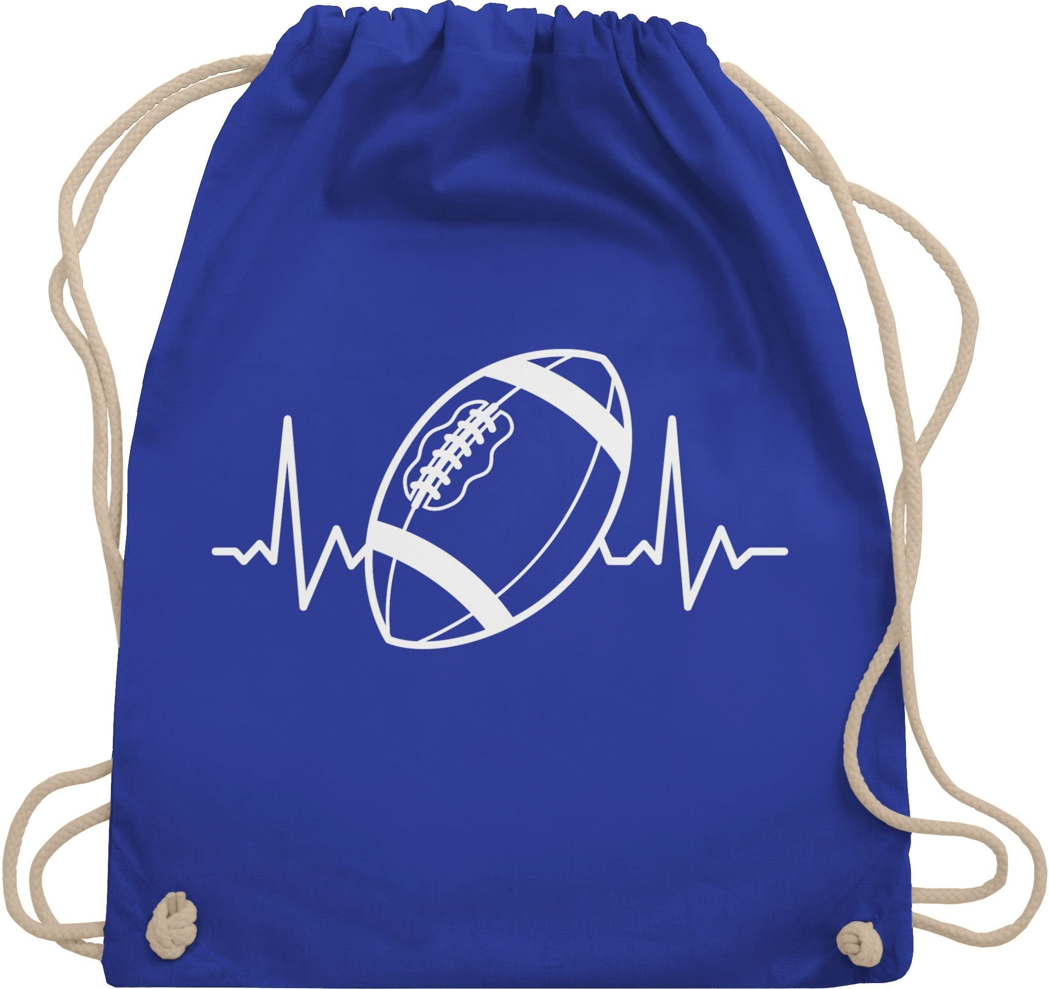 Shirtracer Turnbeutel Football Herzschlag - weiß, American Football NFL